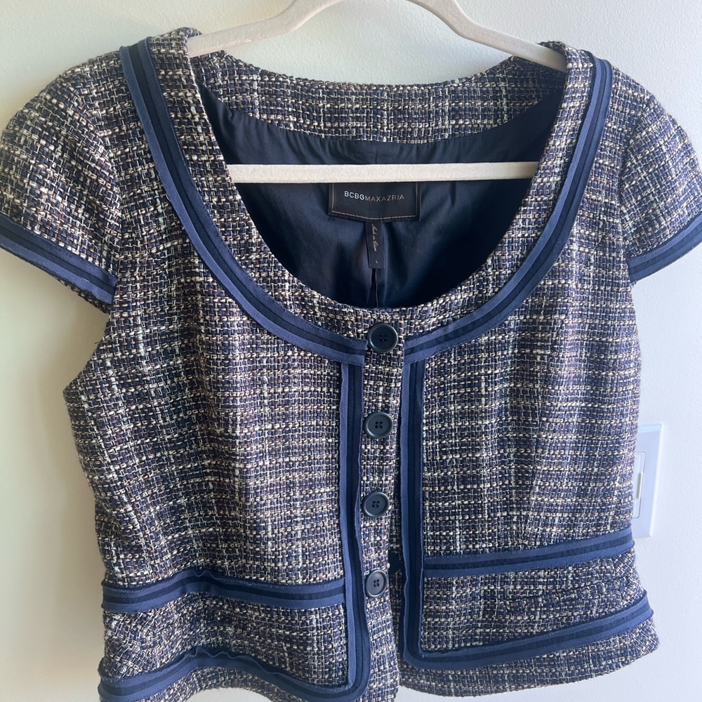 BCBG Tweed Cropped Suit Top